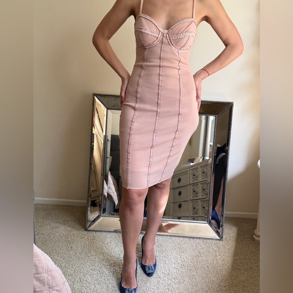 Vintage Guess by Marciano Bustier Bodycon Dress w/ Sheer Bolero Blush Pink IT 44